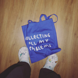 "Collecting my problems" Tote Bag Μπλε - Image 3